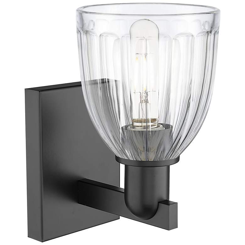 Image 2 Arcadia Brookfield 11" High Matte Black Sconce With Clear Shade more views