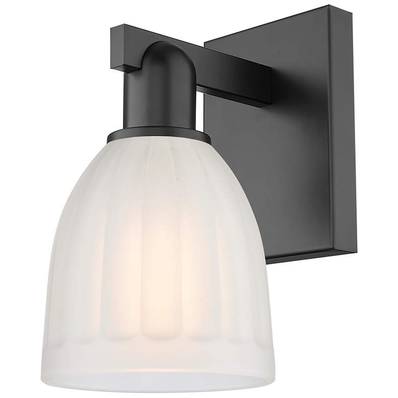 Image 1 Arcadia Brookfield 11" High Matte Black Sconce With White Shade