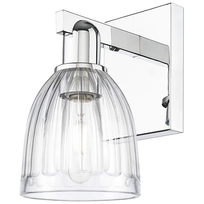 Image 1 Arcadia Brookfield 11" High Polished Chrome Sconce With Clear Shade