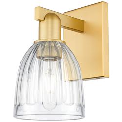 Arcadia Brookfield 11" High Satin Gold Sconce With Clear Shade