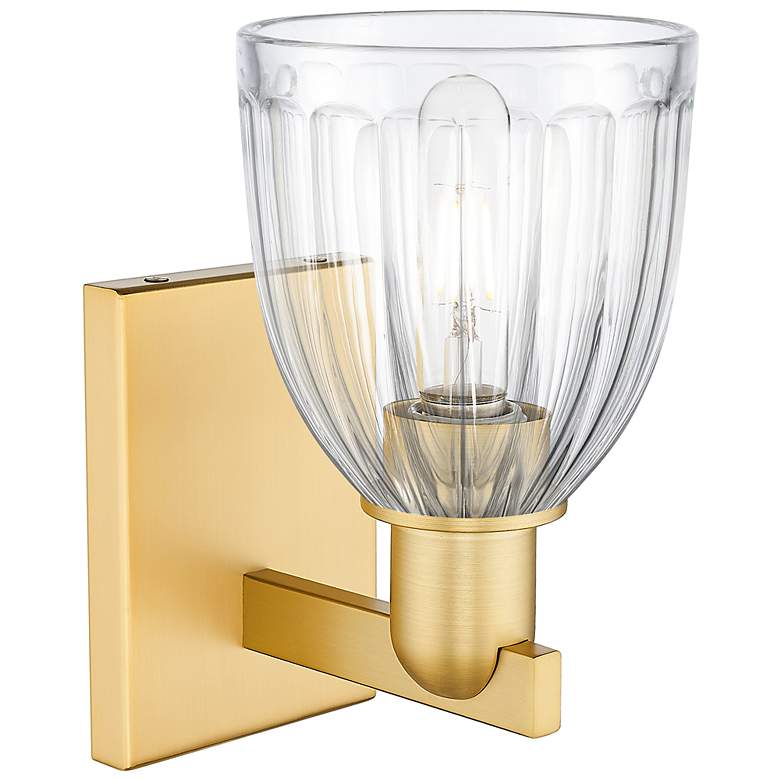 Image 2 Arcadia Brookfield 11" High Satin Gold Sconce With Clear Shade more views