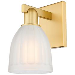 Arcadia Brookfield 11" High Satin Gold Sconce With White Shade