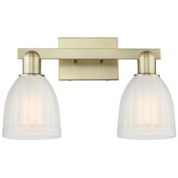 Arcadia Brookfield 17"W 2 Light Brass Vanity Light With White Shade