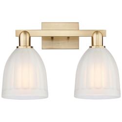 Arcadia Brookfield 17"W 2 Light Bronze Vanity Light w/ White Shade