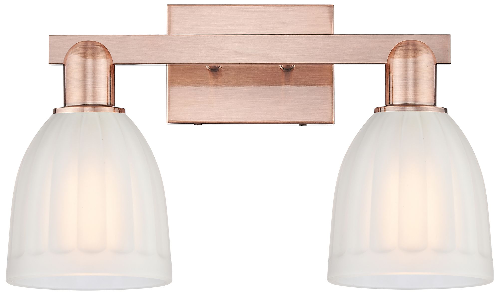 Arcadia Brookfield 17"W 2 Light Copper Vanity Light With White Shade