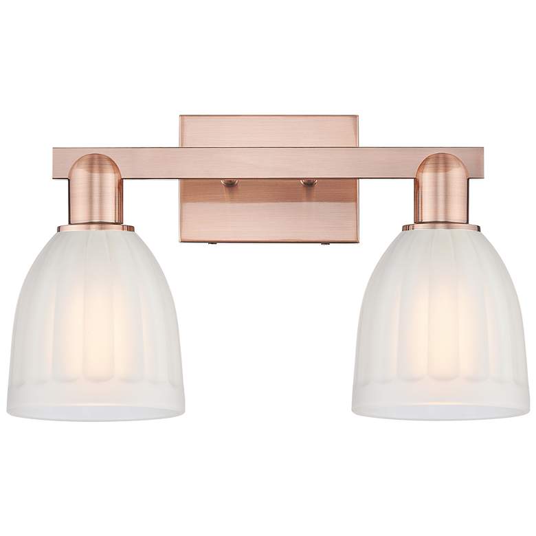 Image 1 Arcadia Brookfield 17"W 2 Light Copper Vanity Light With White Shade