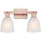 Arcadia Brookfield 17"W 2 Light Copper Vanity Light With White Shade