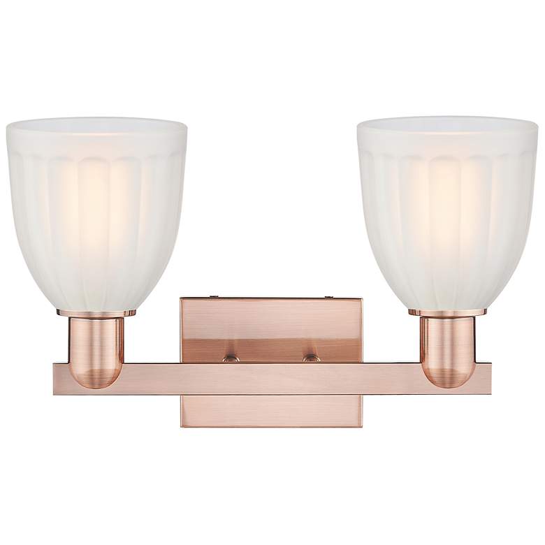 Image 2 Arcadia Brookfield 17"W 2 Light Copper Vanity Light With White Shade more views