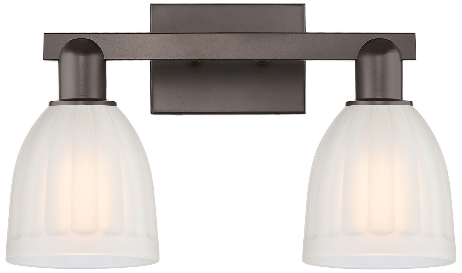 Arcadia Brookfield 17"W 2 Light Oiled Bronze Bath Light w/ White Shade