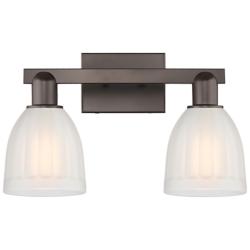 Arcadia Brookfield 17"W 2 Light Oiled Bronze Bath Light w/ White Shade