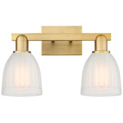 Arcadia Brookfield 17"W 2-Lt Brushed Brass Bath Light w/ White Shade