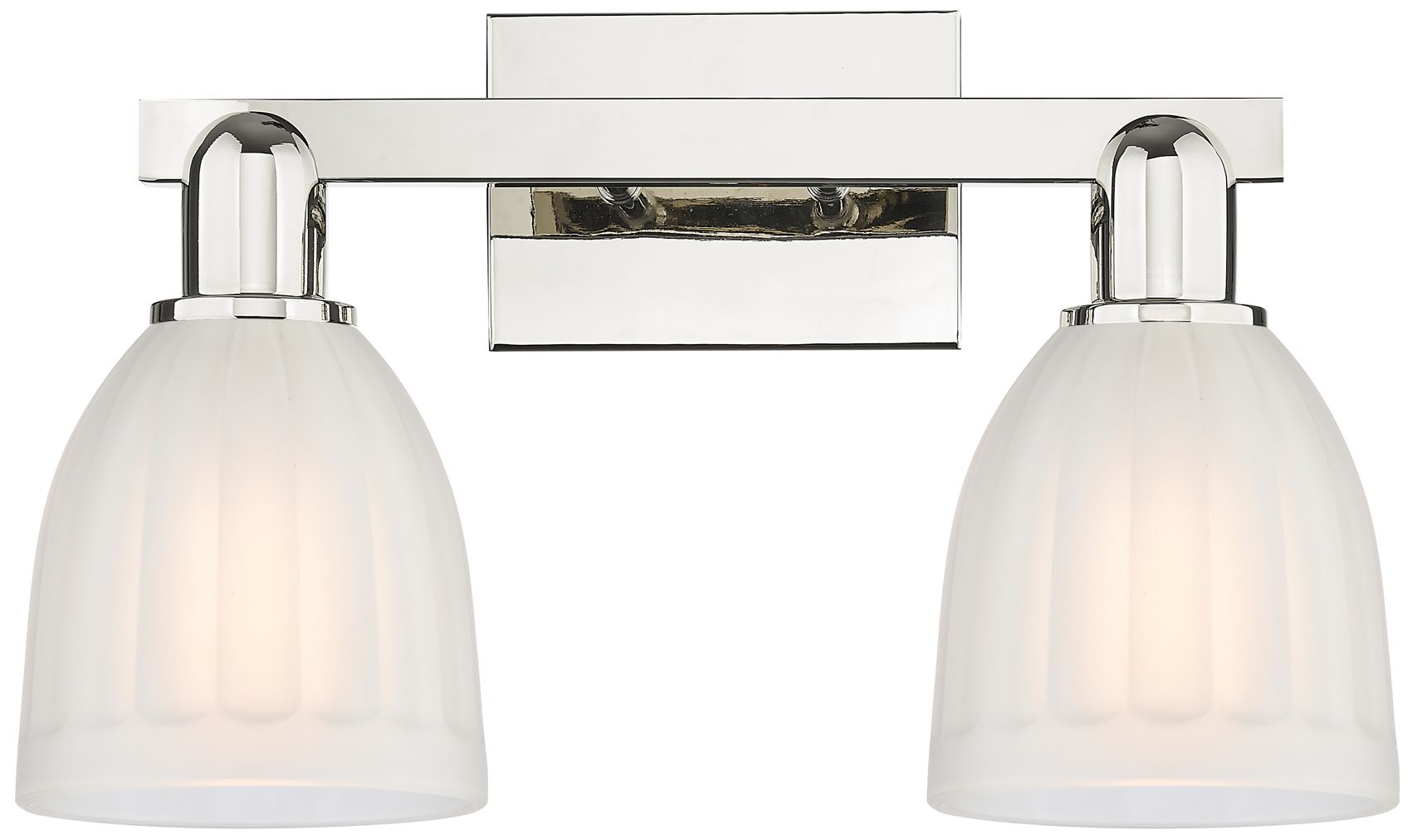 Arcadia Brookfield 17"W 2-Lt Polished Nickel Bath Light w/ White Shade
