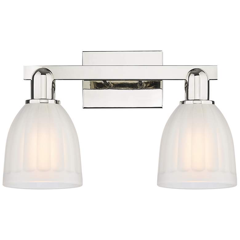 Image 1 Arcadia Brookfield 17"W 2-Lt Polished Nickel Bath Light w/ White Shade