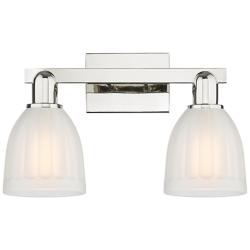 Arcadia Brookfield 17"W 2-Lt Polished Nickel Bath Light w/ White Shade