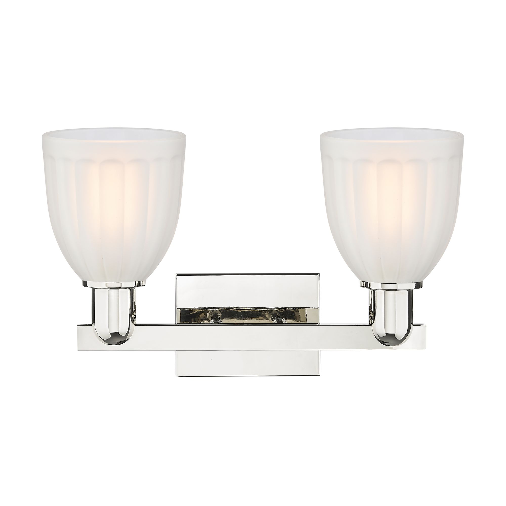 Image 2 Arcadia Brookfield 17"W 2-Lt Polished Nickel Bath Light w/ White Shade more views
