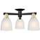 Arcadia Brookfield 23"W 3 Light Black Brass Semi-Flush w/ White Shade