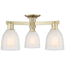 Arcadia Brookfield 23"W 3 Light Brass Semi-Flush With White Shade
