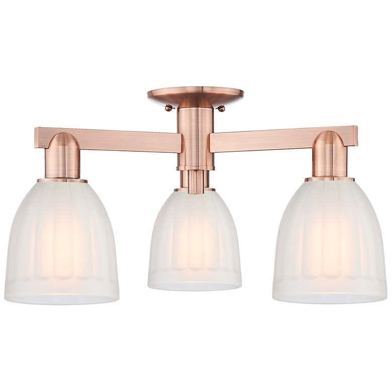 Image 1 Arcadia Brookfield 23"W 3 Light Copper Semi.Flush Mount w/ White Shade