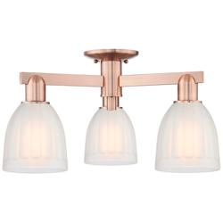 Arcadia Brookfield 23"W 3 Light Copper Semi.Flush Mount w/ White Shade