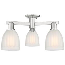 Arcadia Brookfield 23"W 3 Light Nickel Semi-Flush w/ White Shade