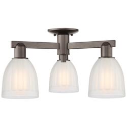 Arcadia Brookfield 23"W 3 Light Oiled Bronze Semi-Flush w/ White Shade