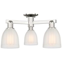 Arcadia Brookfield 23"W 3-Lt Polished Nickel Semi-Flush w/ White Shade