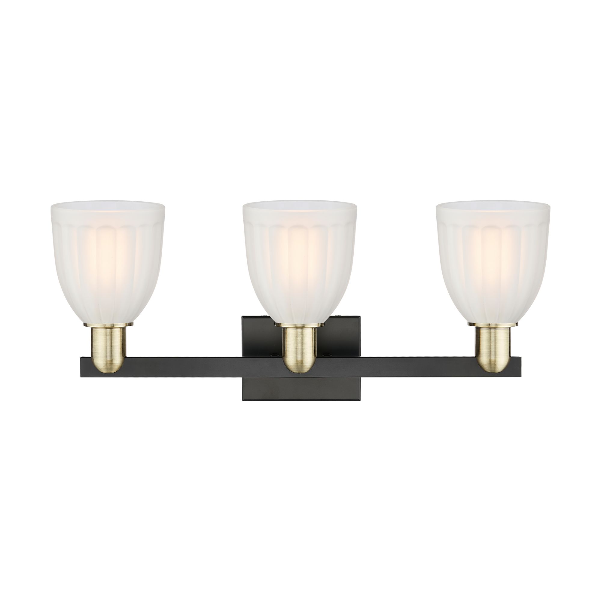 Image 2 Arcadia Brookfield 25"W 3 Light Black Brass Bath Light w/ White Shade more views