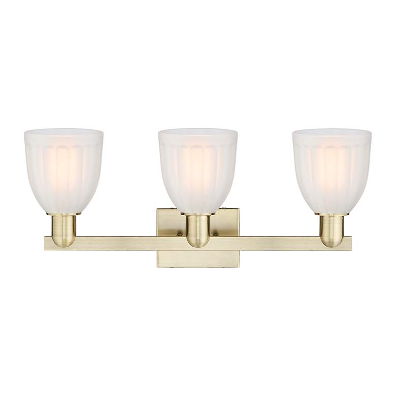 Image 2 Arcadia Brookfield 25"W 3 Light Brass Vanity Light With White Shade more views
