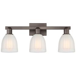 Arcadia Brookfield 25"W 3 Light Oiled Bronze Bath Light w/ White Shade