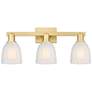1_Arcadia Brookfield 25"W 3 Light Satin Gold Vanity Light w/ White Shade