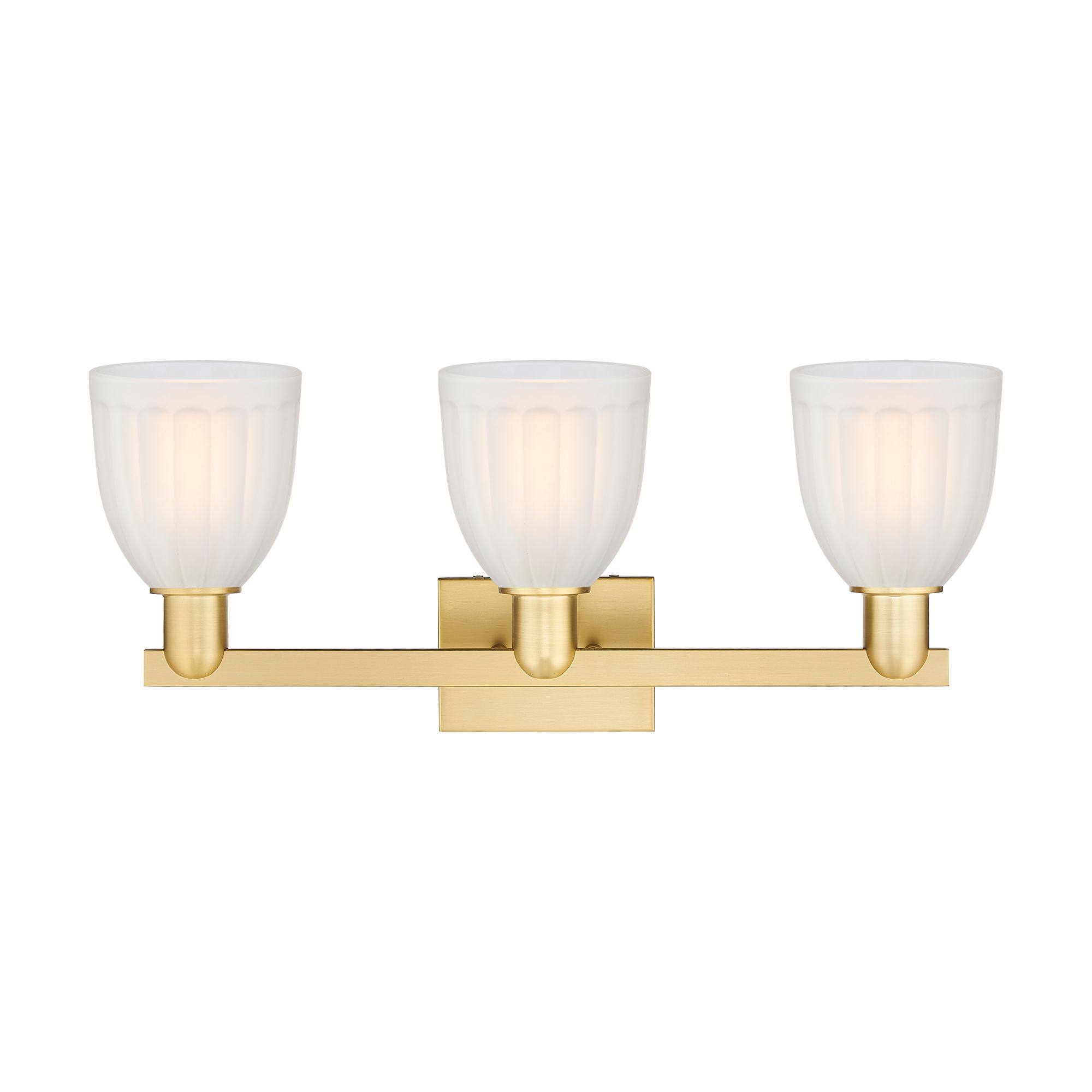 Image 2 Arcadia Brookfield 25"W 3 Light Satin Gold Vanity Light w/ White Shade more views