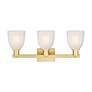 2_Arcadia Brookfield 25"W 3 Light Satin Gold Vanity Light w/ White Shade more views
