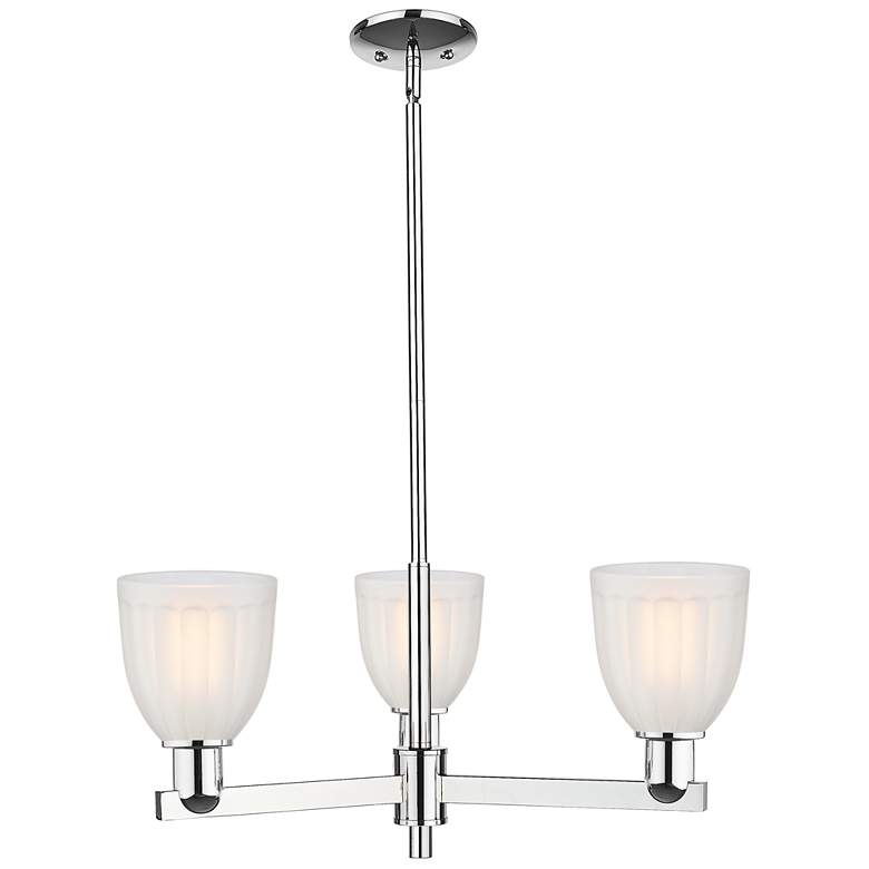 Image 1 Arcadia Brookfield 28"W 3 Light Chrome Stem Chandelier w/ White Shade
