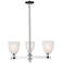 Arcadia Brookfield 28"W 3 Light Chrome Stem Chandelier w/ White Shade