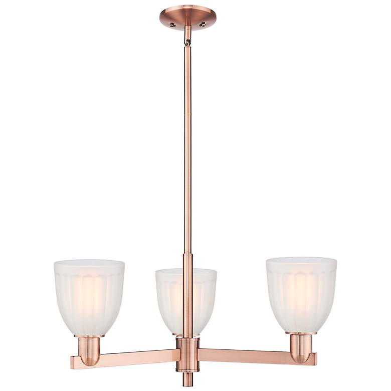 Image 1 Arcadia Brookfield 28"W 3 Light Copper Stem Chandelier w/ White Shade