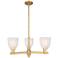 Arcadia Brookfield 28"W 3-Lt Brushed Brass Stem Chandelier w/ White Shade