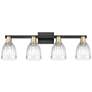 1_Arcadia Brookfield 33"W 4 Light Black Brass Bath Light w/ Clear Shade