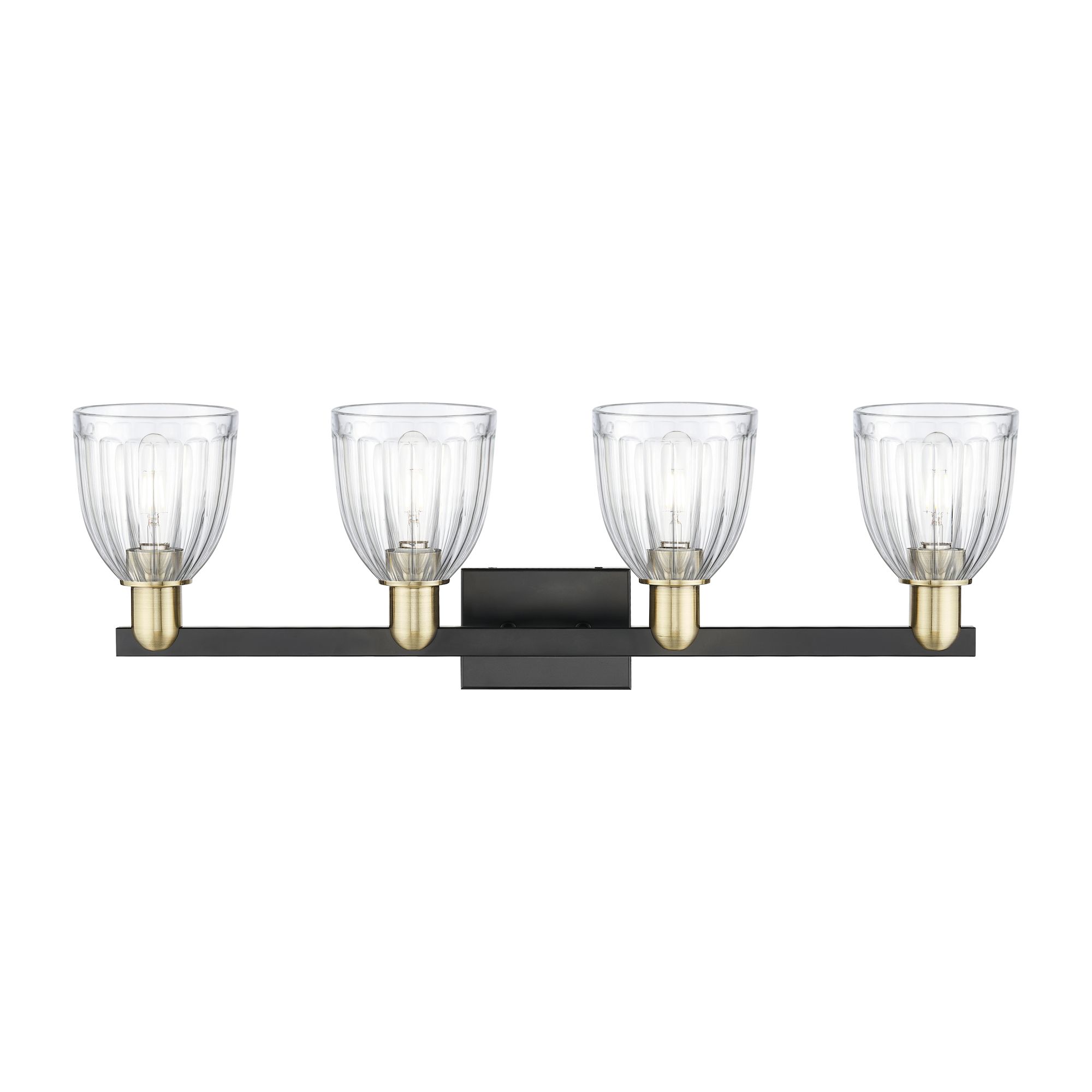 Image 2 Arcadia Brookfield 33"W 4 Light Black Brass Bath Light w/ Clear Shade more views