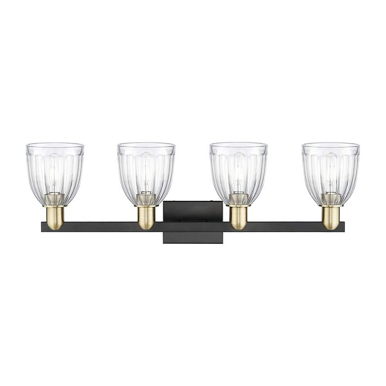 Image 2 Arcadia Brookfield 33"W 4 Light Black Brass Bath Light w/ Clear Shade more views
