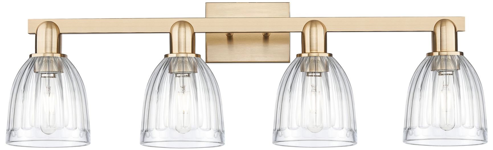 Arcadia Brookfield 33"W 4 Light Bronze Vanity Light w/ Clear Shade