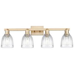 Arcadia Brookfield 33"W 4 Light Bronze Vanity Light w/ Clear Shade