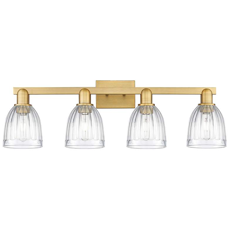 Image 1 Arcadia Brookfield 33"W 4 Light Brushed Brass Vanity w/ Clear Shade