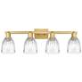 1_Arcadia Brookfield 33"W 4 Light Brushed Brass Vanity w/ Clear Shade