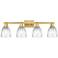 Arcadia Brookfield 33"W 4 Light Brushed Brass Vanity w/ Clear Shade
