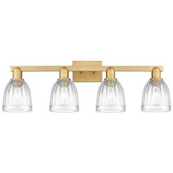 Arcadia Brookfield 33"W 4 Light Brushed Brass Vanity w/ Clear Shade