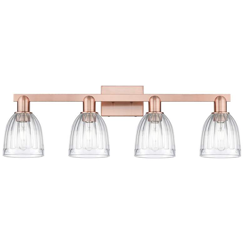 Image 1 Arcadia Brookfield 33"W 4 Light Copper Vanity Light With Clear Shade