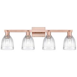Arcadia Brookfield 33"W 4 Light Copper Vanity Light With Clear Shade