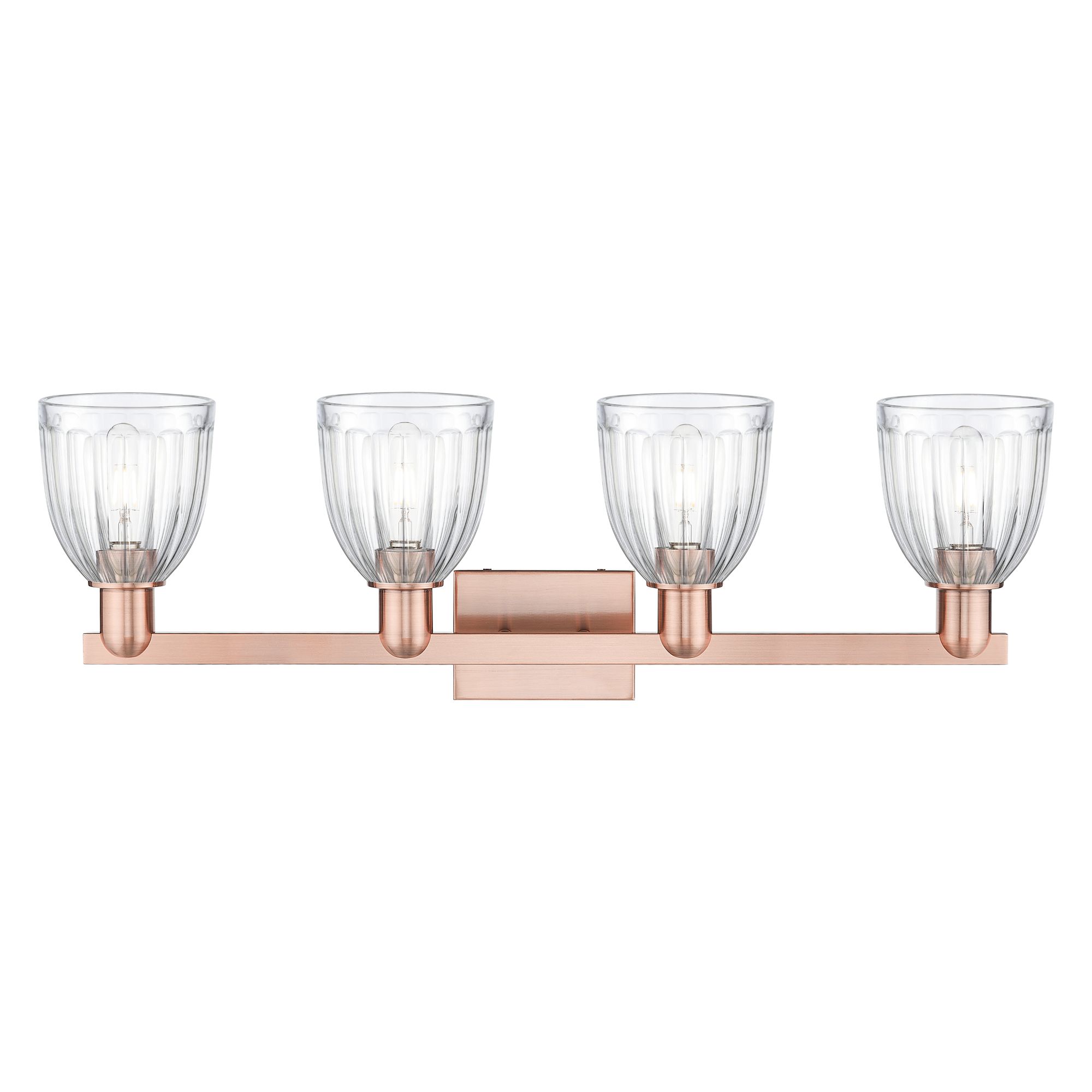 Image 2 Arcadia Brookfield 33"W 4 Light Copper Vanity Light With Clear Shade more views