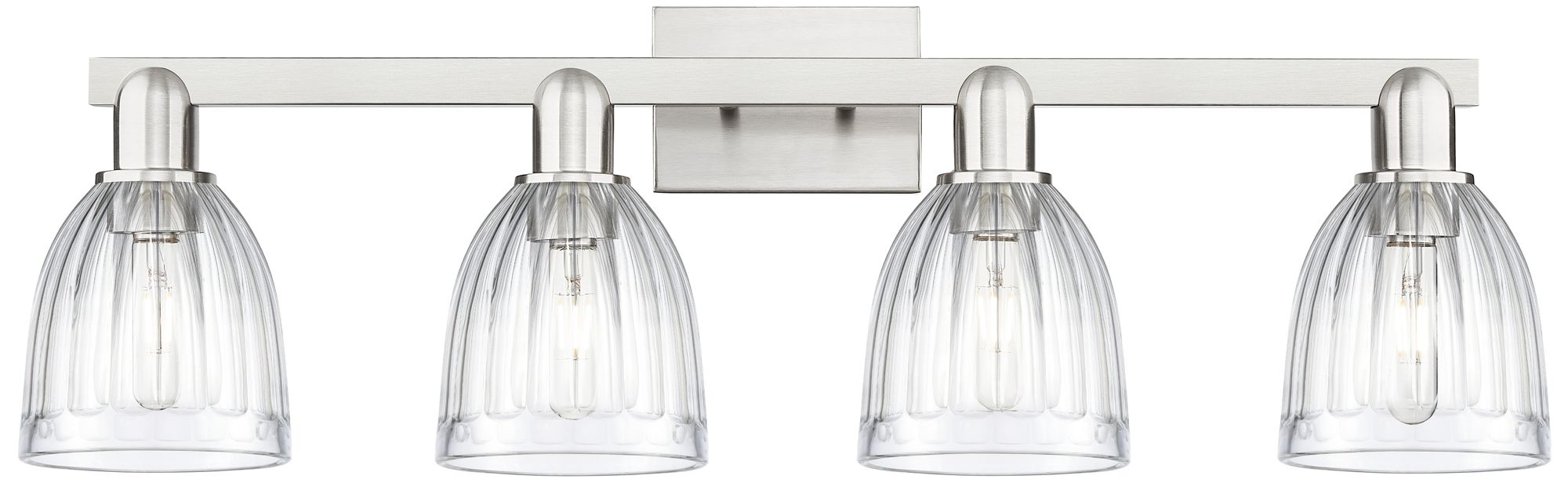 Arcadia Brookfield 33"W 4 Light Nickel Bath Light w/ Clear Shade