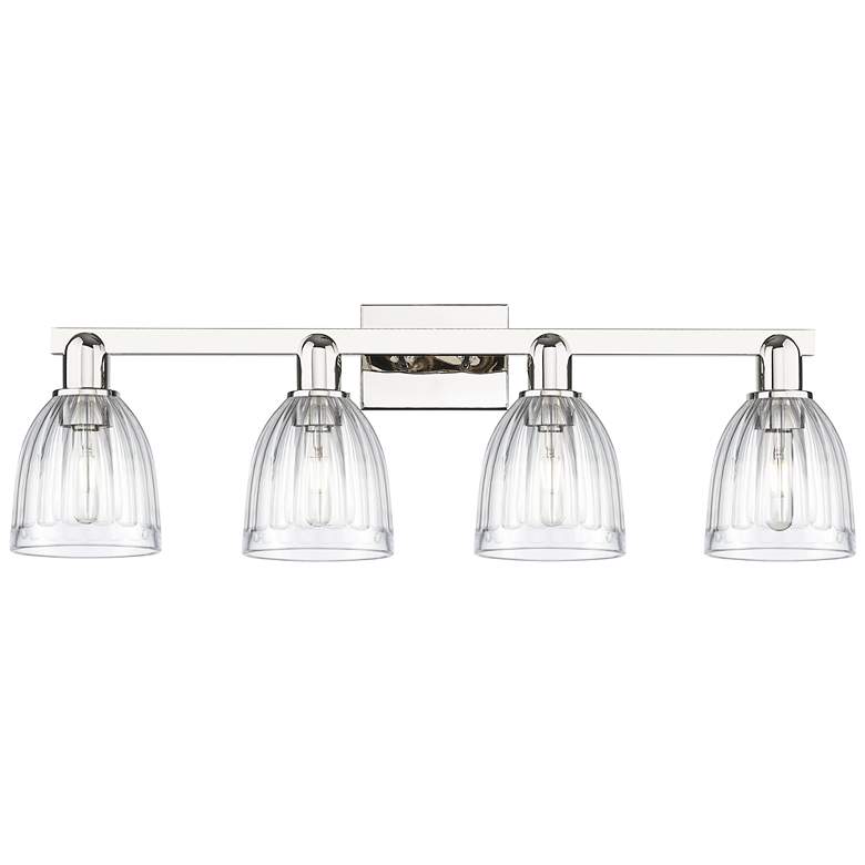 Image 1 Arcadia Brookfield 33"W 4 Light Polished Nickel Vanity w/ Clear Shade